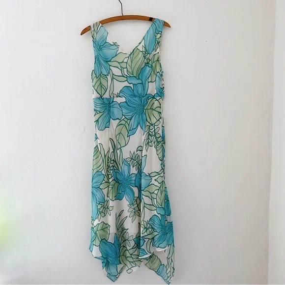 Vintage 90’s Y2K 100% Silk Asymmetrical Dress Dué Per Dué Sz 8